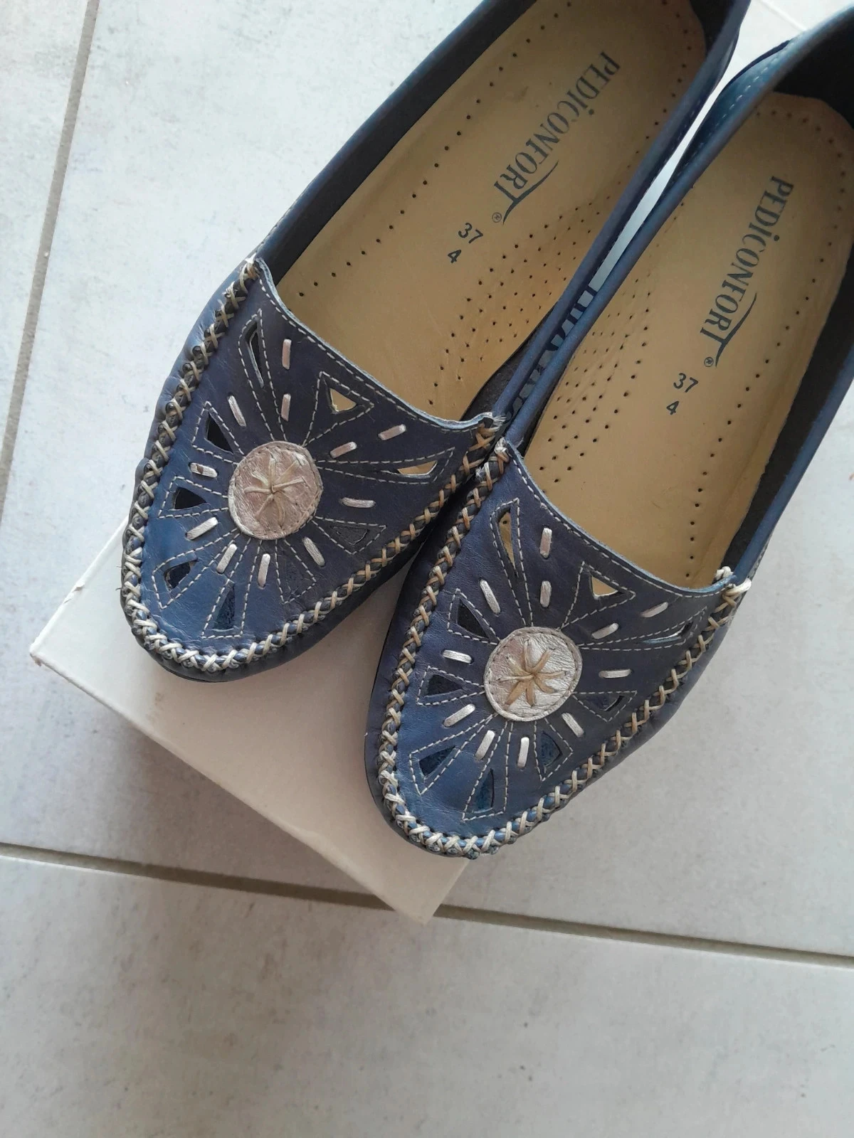 Mocassins com plataforma em couro azul Pediconfort - Tamanho 37 – photo 3